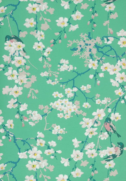 LITTLE GREENE Tapete - Massingberd Blossom - Verditer-Tapete-Vintage Kontor-Vintage Kontor