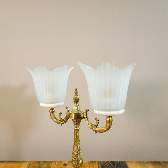 Messinglampe mit Marmorfuß-Lampe-Vintage Kontor-Vintage Kontor