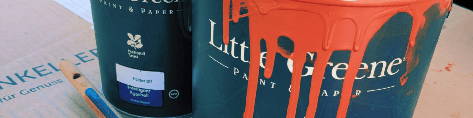 Little Greene Vintage Farbeimer mit roter Farbe für Möbel Upcycling bei Vintage Kontor