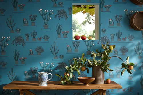 LITTLE GREENE Tapete - Mr Straw's Greenhouse - Air Force Blue-Tapete-Vintage Kontor-Vintage Kontor