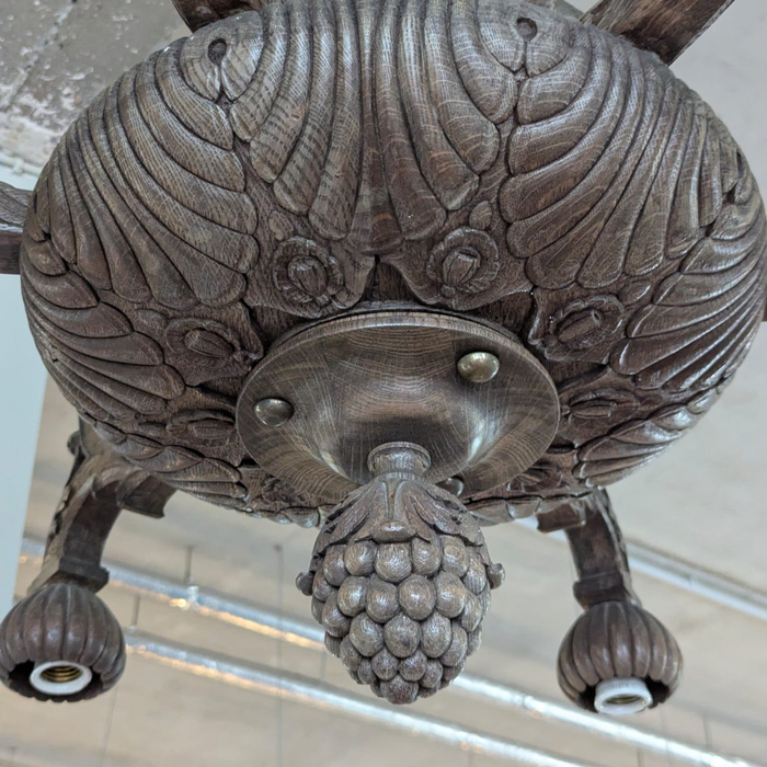 Geschnitzter Holz Kronleuchter-Deckenlampe-Vintage Kontor-Vintage Kontor