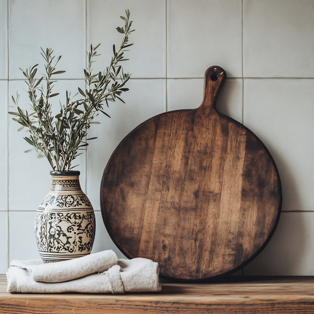 Vintage Kupfertöpfe und Zitronen auf Holz, rustikales Küchen-Deko-Set von Vintage Kontor