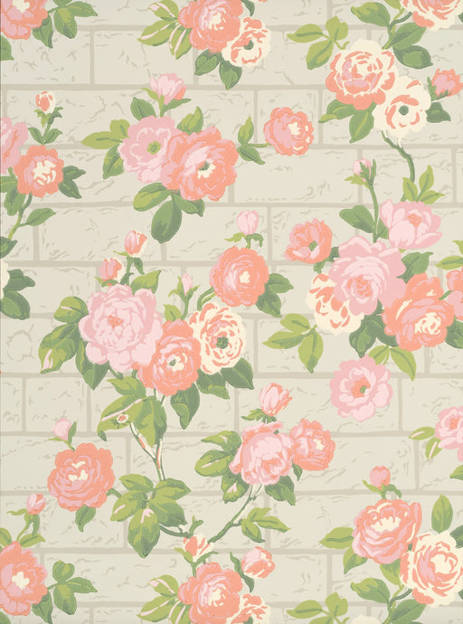 LITTLE GREENE Tapete - Rose Garden - Green Stone-Tapete-Vintage Kontor-Vintage Kontor