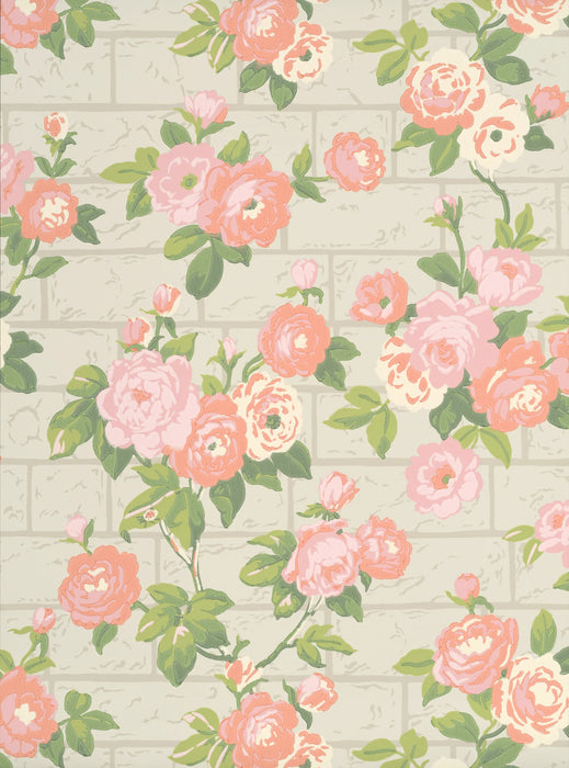 LITTLE GREENE Tapete - Rose Garden - Green Stone-Tapete-Vintage Kontor-Vintage Kontor