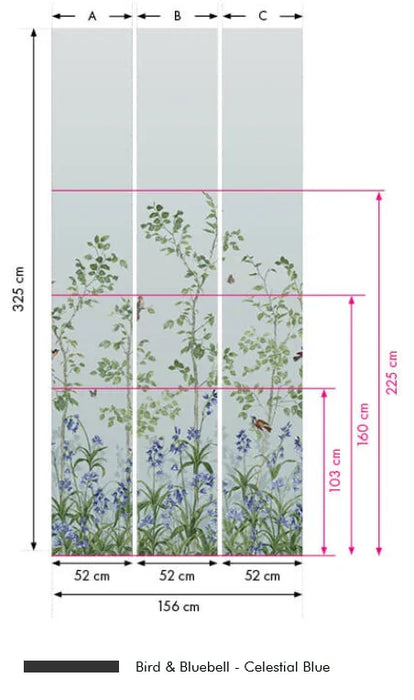 LITTLE GREENE Tapete - Bird & Bluebell - Celestial Blue-Tapete-Vintage Kontor-Vintage Kontor