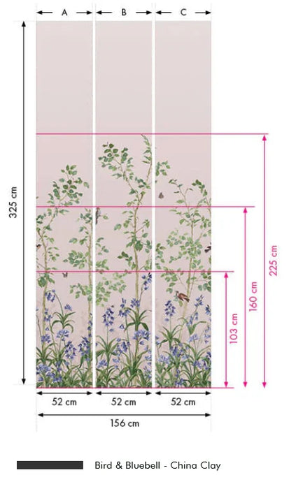 LITTLE GREENE Tapete - Bird & Bluebell - China Clay-Tapete-Vintage Kontor-Vintage Kontor