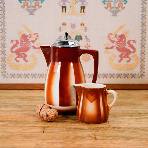 Art Deco Kaffee und Milchkanne, Spritzdekor -