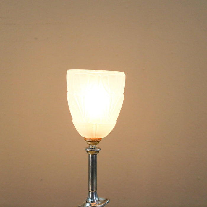 Art Deco Tischlampe, Zinn poliert -