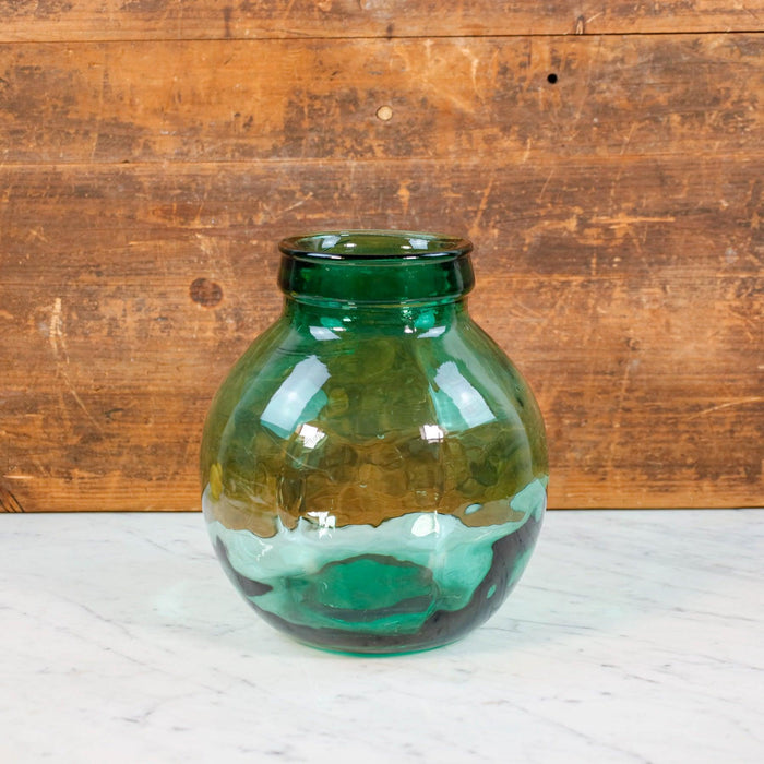 Flaschengrüne, Viresa Glasvase, rund-Vase-Vintage Kontor-Vintage Kontor