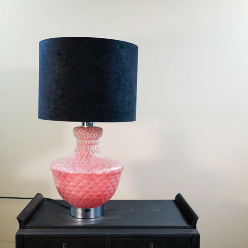 Glas Tischlampe rosa, 70ger -
