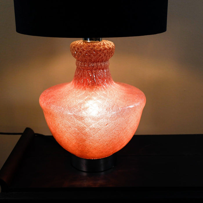 Glas Tischlampe rosa, 70ger -