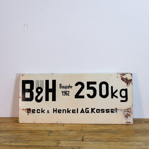 Industrieschild, Blechchild Beck & Henkel AG Kassel-Vintage Kontor-Vintage Kontor