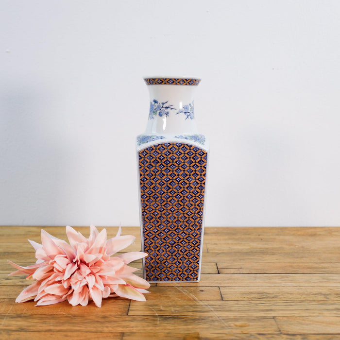 Japanische Vase, eckig mit schönen Motiven-Vintage Kontor-Vintage Kontor