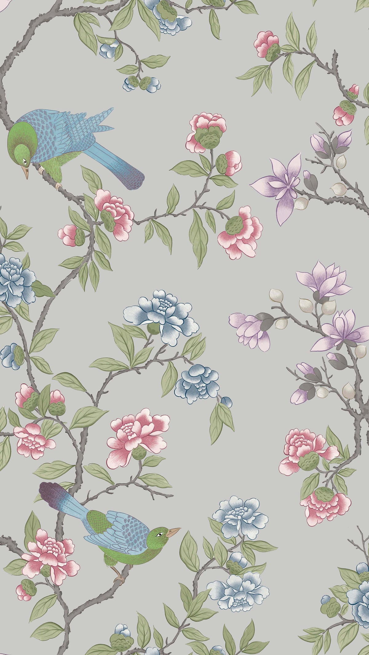 LITTLE GREENE wallpaper - Aderyn - French Grey, image size:1200x2128