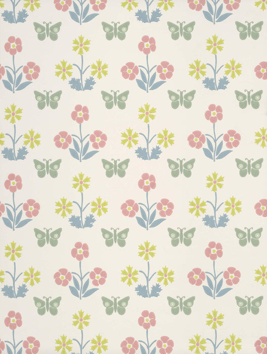 LITTLE GREENE Tapete - Burges Butterfly - Slaked Lime -