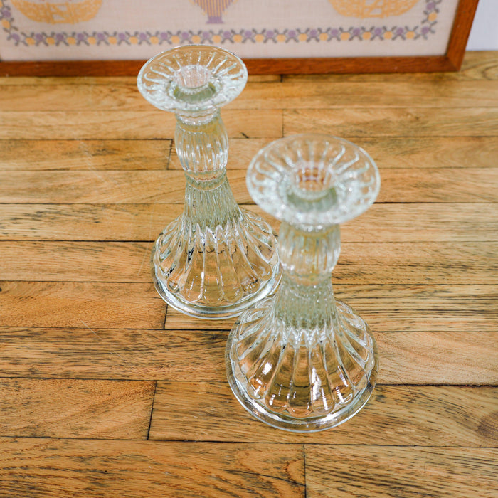 Vintage Kerzenständer aus Glas, Pressglas-Vintage Kontor-Vintage Kontor