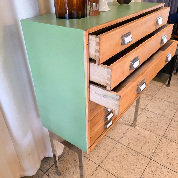 Vintage Schubladenschrank mit Chrombeinen-Vintage Kontor-Vintage Kontor