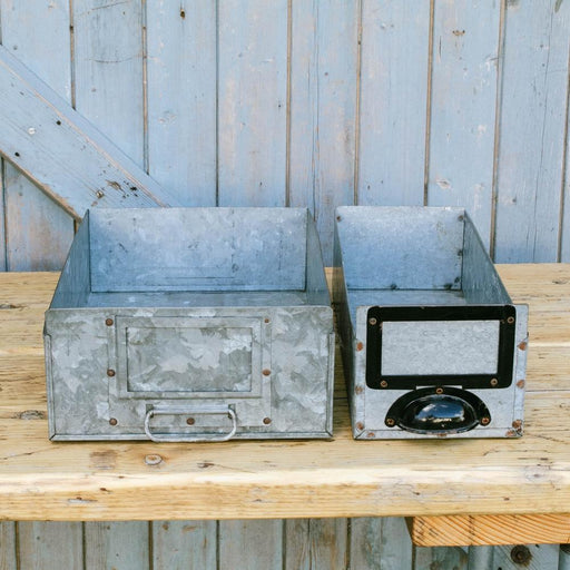 Verzinkte Kiste, Schublade in zwei Größen-Vintage Kontor-Große Kiste-Vintage Kontor
