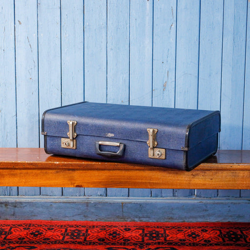 Blauer Koffer mit schicken schwarzen Kanten-Koffer-Vintage Kontor-Vintage Kontor