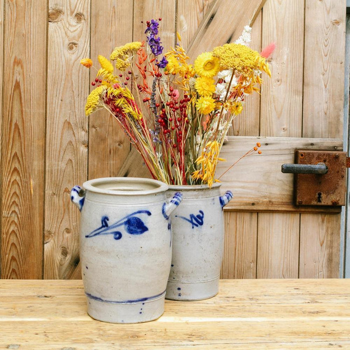 Blaugraue Steinzeug Vase-Vintage Kontor-Vintage Kontor