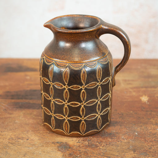 Braune Keramikvase mit Henkel-Vintage Kontor-Vintage Kontor