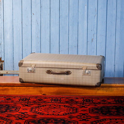 Brauner Koffer mit Karomuster-Koffer-Vintage Kontor-Vintage Kontor