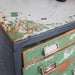 Cooler Shabby Schubladenschrank, Werkstattschrank in grün-Vintage Kontor-Vintage Kontor