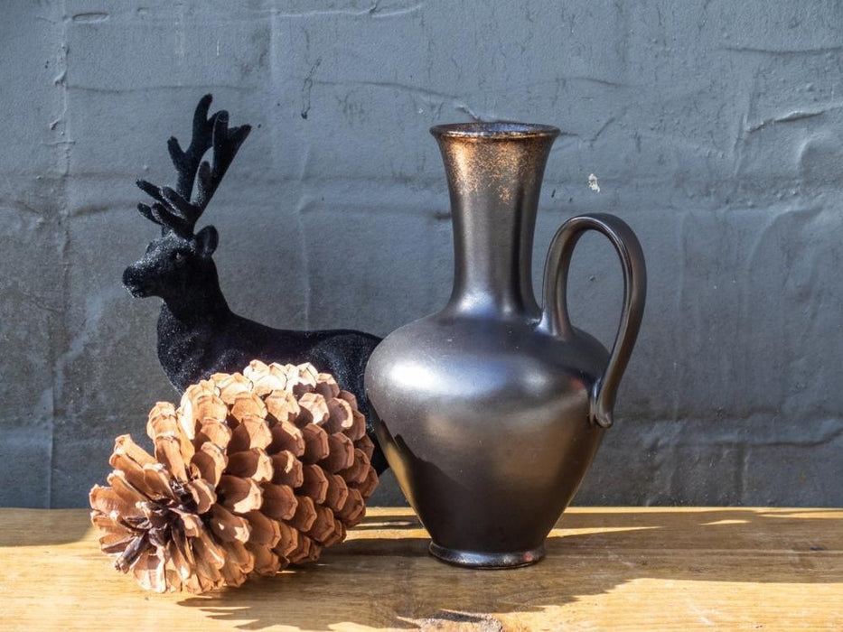 Edle Vase mit Henkel, schwarz -