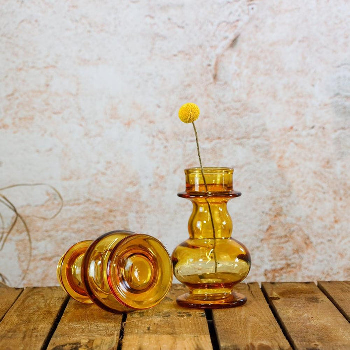 Gelbe Glasvasen, Kerzenhalter - Set -