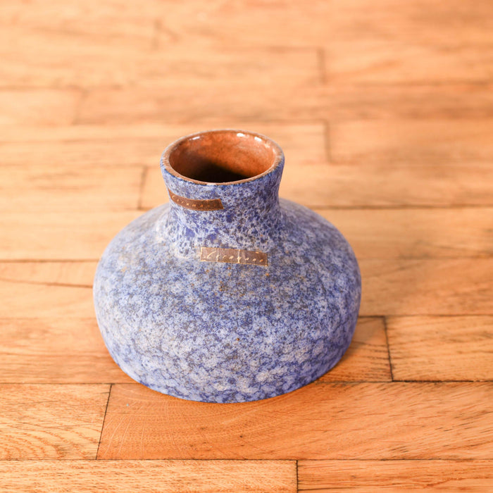 Kleine blaue Vase von Ceramano, handgearbeitet-Glas, Keramik, Porzellan-Vintage Kontor-Vintage Kontor