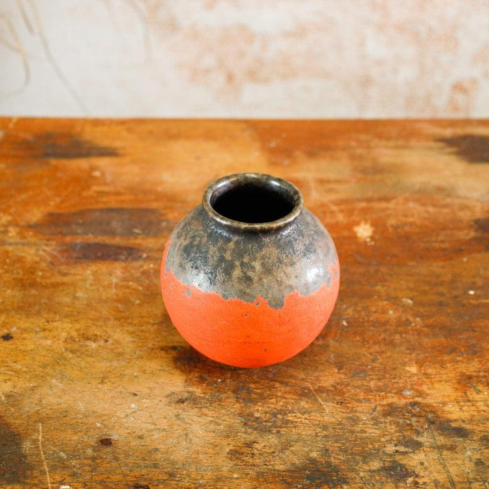Kleine runde Vase in Orange-Vasen-Vintage Kontor-Vintage Kontor