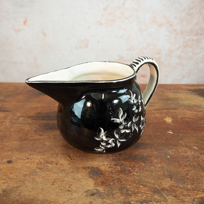 Süßer 50iger Jahre Krug aus Italien, schwarze Keramik Karaffe-Vintage Kontor-Vintage Kontor