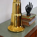 Tischlampe mit Glasfuß in gold, original 70iger Jahre -