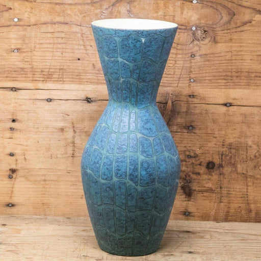 Vase, blau grün mit gelber Innenglasur / 60iger - selten -