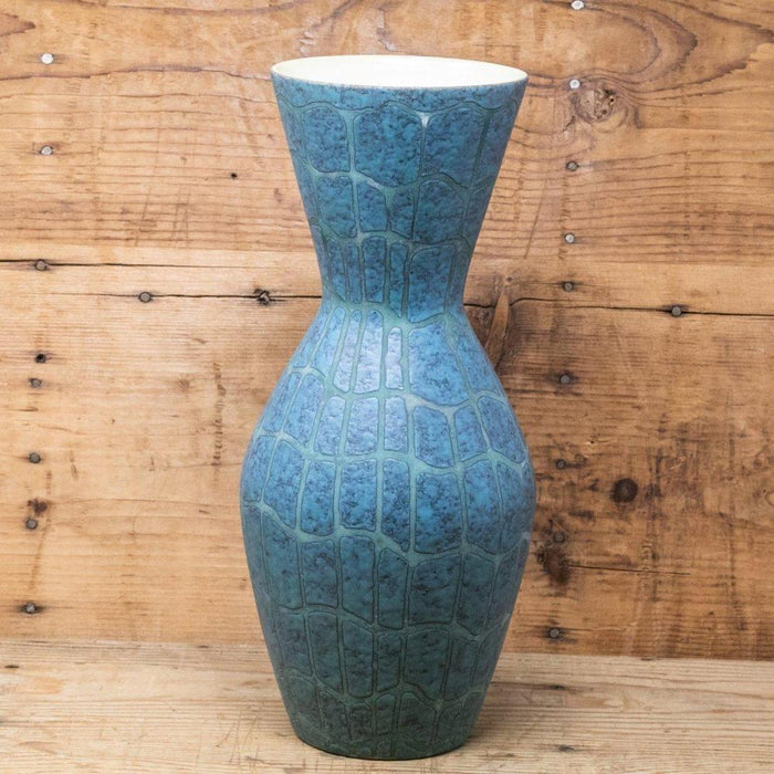 Vase, blau grün mit gelber Innenglasur / 60iger - selten-Vintage Kontor-Vintage Kontor